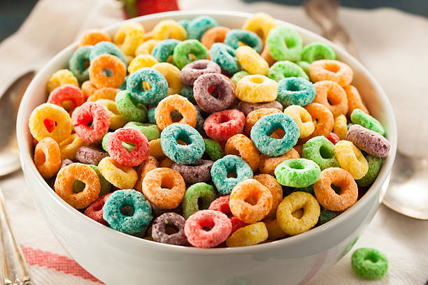 Bowl of colourful cereal